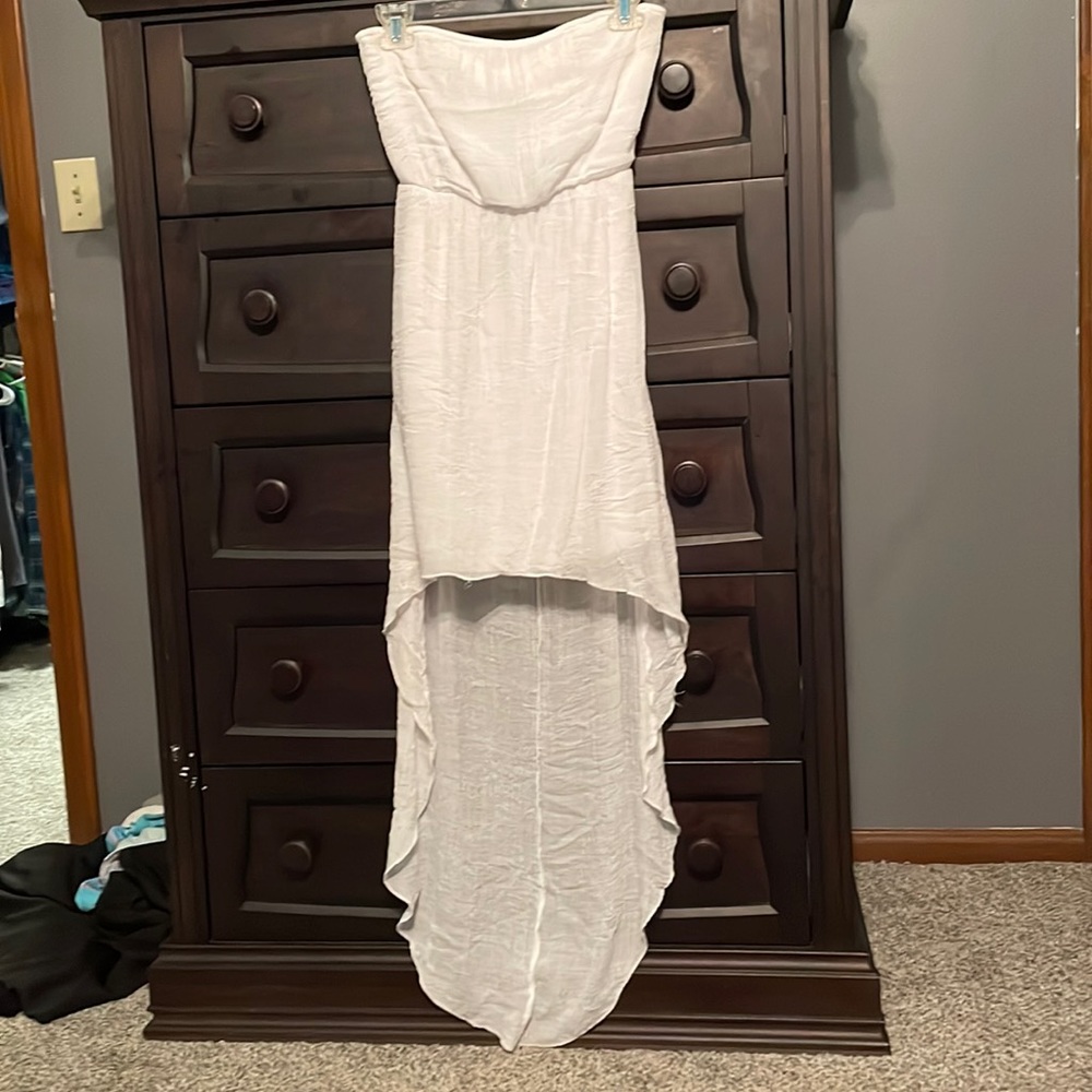 White summer strapless dress